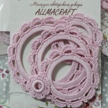 Набор вязанных рамочек  для фотографий от Allmacraft, круглые, цвет розовый, 4 шт.