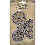 Набор металлических украшений Tim Holtz - Idea-Ology Metal Industrial Gears, 4 штуки, шестеренки