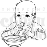 Акриловый штамп дизайна Елены Виноградовой "Малыш за едой"