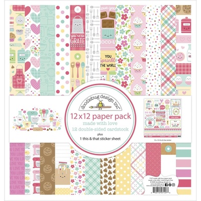 Набор бумаги для скрапбукинга от Doodlebug - Made With Love, 30х30 см, 12+1 лист