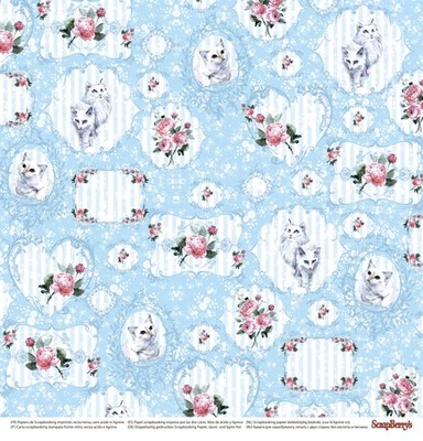 Бумага для скрапбукинга от ScrapBerry's - Шебби - Котики Карты 2, 1 лист, 30,5х30,5 см, 190 гр/м, двусторонняя