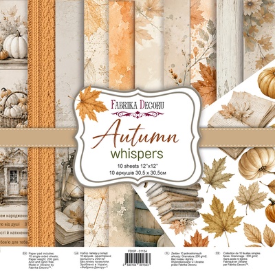 Набір паперу для скрапбукінгу Autumn Whispers30.5x30.5см, 10 аркушів, ТМ Фабрика Декору