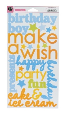 Наклейки - American Crafts - Party Time Boy Words