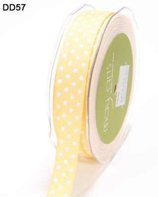 Лента GrosGrain/Dots, цвет желтый/белый, ширина 1, 6 см, 90 см
