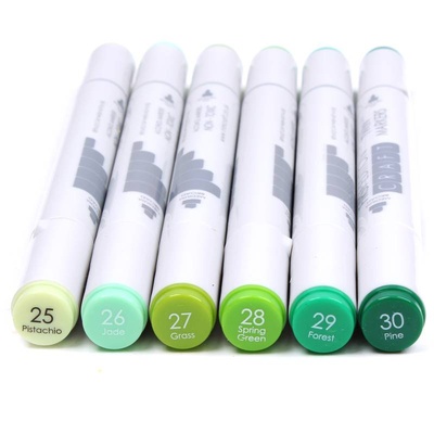 Набор алкогольных маркеров от First Edition - Twin Markers - Greens, зеленые, 6 шт.
