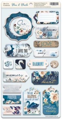 Чипборд для скрапбукинга от Scrapmir - Blue & Blush ENG, 18 шт