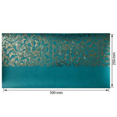 Отрез кожзама с тиснением  золотой фольгой Golden Butterflies Turquoise 50 х 25 см, ТМ Фабрика Декора