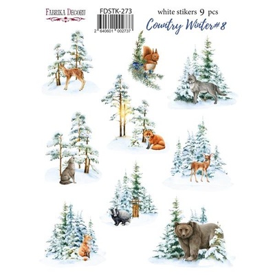 Набір наклейок (стікерів) 9шт Country winter #273
