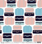 Лист бумаги для скрапбукинга от Polkadot  - Чемоданы, коллекция На чемоданах, 30х30 см, плотность 190 гр\м2