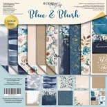 Набор двусторонней бумаги с золотым тиснением от Scrapmir - Blue & Blush, 30х30см,10шт.