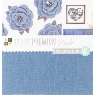 Набор кардстока DCWVPaper Backed Denim Fabric, 30х30 см, 12 листов, джинсовая ткань