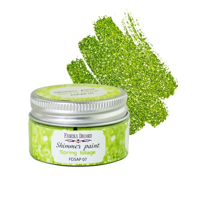 Краска с глиттером Shimmer paint, цвет Весенняя листва, ТМ Фабрика Декора, 30 мл