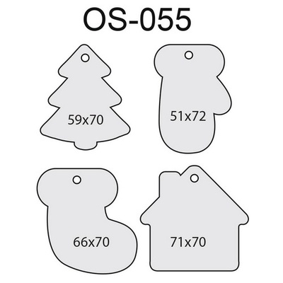 Чипборд ScrapBox - Основа набор тегов новогодних (4 шт.) Os-055