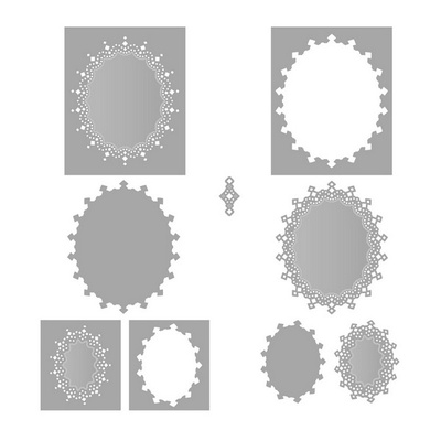 ЦЕНА СНИЖЕНА! Лезвие Tonic Studios - Simplicity Verso – Diamond Swing Oval Die Set, 5 штук