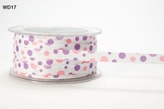 Лента GROSGRAIN/BUBBLE DOT, цвет WHITE/LAVENDER/PINK, ширина 9,5мм, длина 90 см