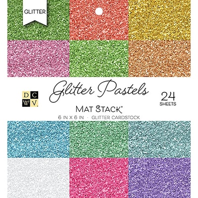 Набор кардстока DCWV Glitter Pastels Solid, 15х15 см, 24 листа, с глиттером