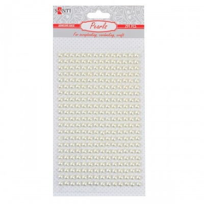 Набор жемчужин Santi самоклеящихся White pearls, 6 мм, 294 шт., ТМ Santi