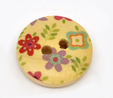 Деревянная пуговица Flower  B12759,  диаметр 15 мм, 1 шт.