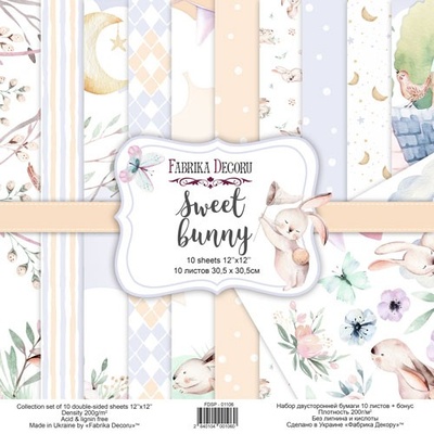 Набор скрапбумаги Sweet bunny 30,5x30,5 см 10 листов, ТМ Фабрика Декора