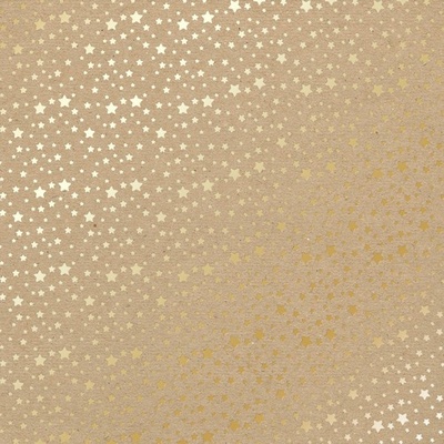 Лист односторонней бумаги с фольгированием Golden stars Kraft, ТМ Фабрика Декора