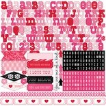 Лист наклеек - алфавит от Echo Park - Love Story Element Stickers, 30х30 см