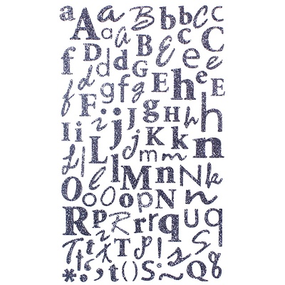 Наклейки - Alphabet Glitter Stickers - Charcoal, 170 шт