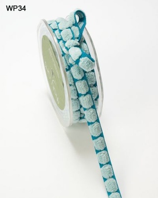 Лента CHENILLE/CENTER DOT, цвет TURQUOISE/AQUA, ширина 9,5мм, длина 90см