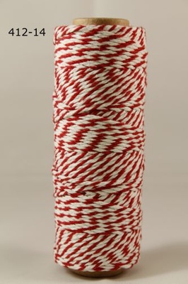 Хлопковый шнур от Baker's Twine - Red, 2 мм, цвет красный/белый, 1 м