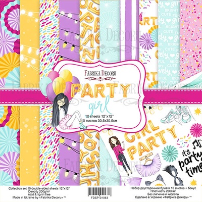 Набор скрапбумаги Party Girl, 30,5x30,5см, Фабрика Декору