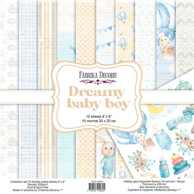 Набор скрапбумаги Dreamy baby boy 20x20 см, ТМ Фабрика Декора