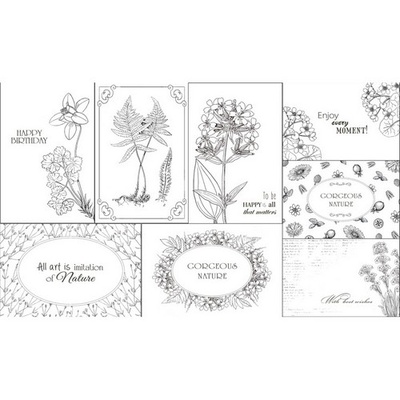 Набор открыток для раскрашивания аква чернилами, акварелью Botany, ТМ Фабрика Декору