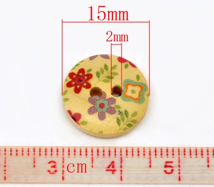 Деревянная пуговица Flower  B12759,  диаметр 15 мм, 1 шт.