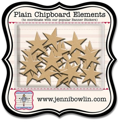 Набор фигурок из чипборда Jenni Bowlin Mini Chipboard Pieces - Star, 24 штуки