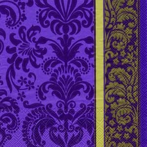 Салфетка для декупажа "Королевский узор", цвет фона: фиолетовый, размер: 33х33 см