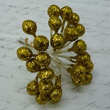 Ягодки HOLLY c глиттером, пластик,  цвет золото, 6 шт.