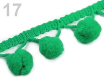 Тесьма с помпонами Pom Pom, размер 10 мм, цвет бирюзовый, 90 см