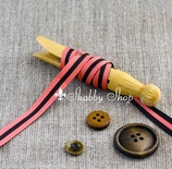 Лента в полоску American Crafts двусторонняя, черно-розовая, ширина 9,5мм, 90 см