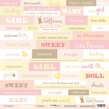 Лист односторонней скрапбумаги от Scrapmir - Inscriptions (ENG) из коллекции Doll Baby, 30x30 см