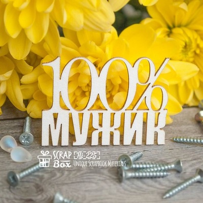 Чипборд ScrapBox - 100% мужик Hi-225