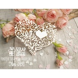 Чипборд ScrapBox - Кружевное сердце с цветами и листиками