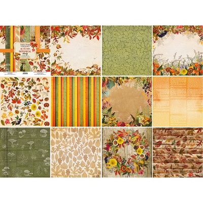 Набор скрапбумаги Autumn botanical diary 30,5x30,5 см 10 листов, ТМ Фабрика Декора.