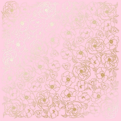 Лист односторонней бумаги с фольгированием Golden Pion Pink, ТМ Фабрика Декора