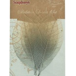 Скелетированные листики из качукового дерева,  9х5,5см, набор 8 шт., 2-х цветные, серебро 