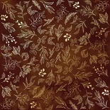 Аркуш одностороннього паперу з фольгуванням, дизайн Golden Branches, color Brown aquarelle, 30,5см х 30,5см, ТМ Фабрика Декору