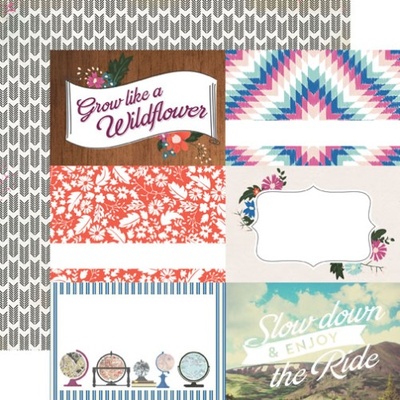 Лист скрапбумаги от Echo Park - 4x6 Journaling Cards -Wildflower, 30х30 см