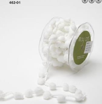Лента Pom Pom String, ширина 1,2 см, 90 см,цвет белый