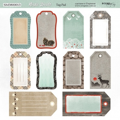 Аркуш двостороннього паперу для скрапбукінгу від Scrapmir - Tag-Pad - Nordic Spirits, 20x20cм