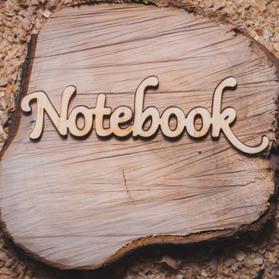Деревянная вырубка от Вензелик - Надпись "Notebook", 122x37 мм