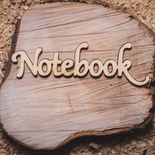 Деревянная вырубка от Вензелик - Надпись "Notebook", 122x37 мм
