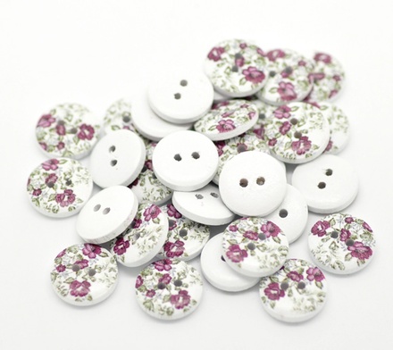 Деревянная пуговица Multicolor Flower B17602, диаметр 15 мм, 1 шт.